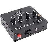 LUCKDANO Microphone Preamp Dynamic Microphone Preamp 3.5mm/6.5mmXLR Input Output 60dB Gain Condenser &amp; Dynamic Mic Preamplifier with 48V Phantom Power for Professional Audio Recording