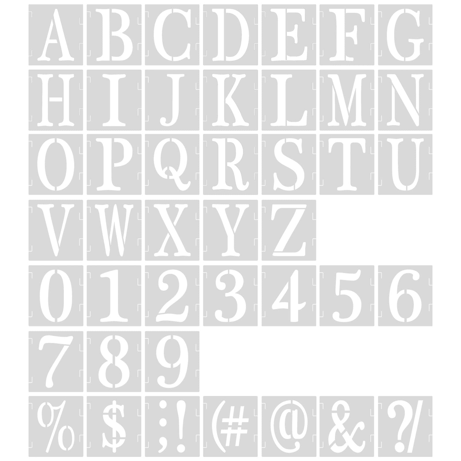 AIEX 43pcs Letter and Number Templates, Reusable Plastic Uppercase Letter Stencils Alphabet Stencils Punctuation Marks Symbol Numbers Craft Stencils for Scrapbook Painting DIY Craft (3 Inch)