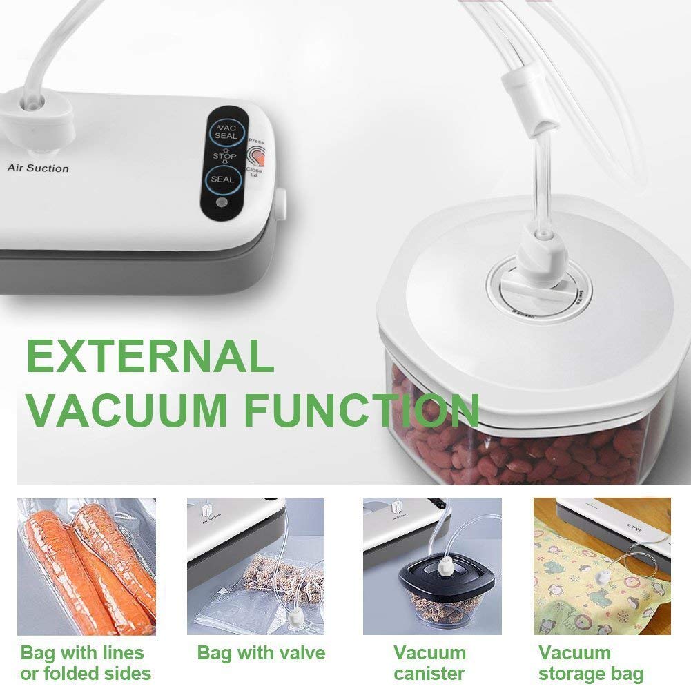 ACTOPP Machine sous Vide Alimentaire Appareil Mise sous Vide Alimentaire Professionel Emballeuse sous Vide Portable pour Conserver les Aliments Viandes, Poisson, Légumes, et Fruits, Food Saver avec 5 Packs Sac d\'Emballage