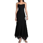 KUTUMAI Elegant Floral Maxi Dress Asymmetric Hem Bodycon Long Formal Cocktail Wedding Guest Dresses for Women