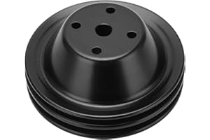 Aramox Crankshaft Pulley,Metal Double Groove Long Water Pump Pulley Car Accessories Compatible with Small Block SBC 262 350 4