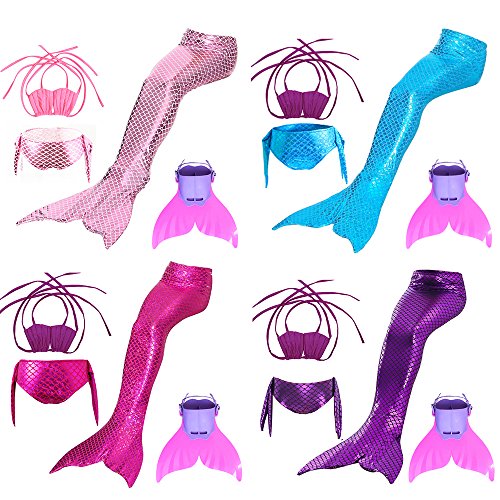 image for Boshen Mermaid Tail Swimmable Costume Swimsuit Monofin For Women Kids 