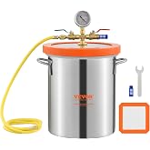 VEVOR 5 Gallon Vacuum Chamber, Upgraded Tempered Glass Lid Vacuum Degassing Chamber, 304 Stainless Steel Chamber, for Stabilizing Wood, Resin Degassing, Silicone Degassing and Plaster Degassing