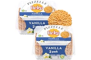 Reko Pizzelle Authentic Italian Style Waffle Cookie, Vanilla, 5.25 Ounce (Pack of 2)