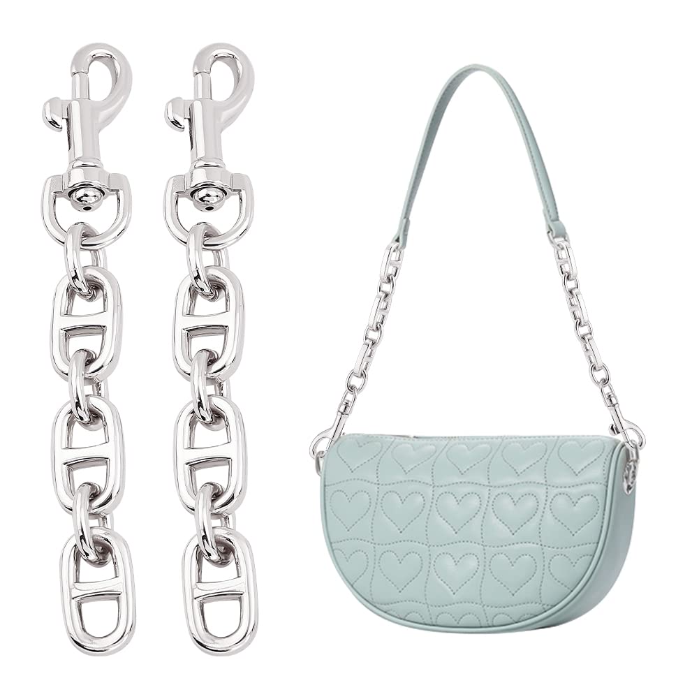 UNICRAFTALE 2Pcs Bag Extender Chains Alloy Purse Chain Strap 12cm Platinum Crossbody Shoulder Bag Strap Extender Chains with Swivel Eye Bolt Snap Hook for Bag Straps Replacement Accessories