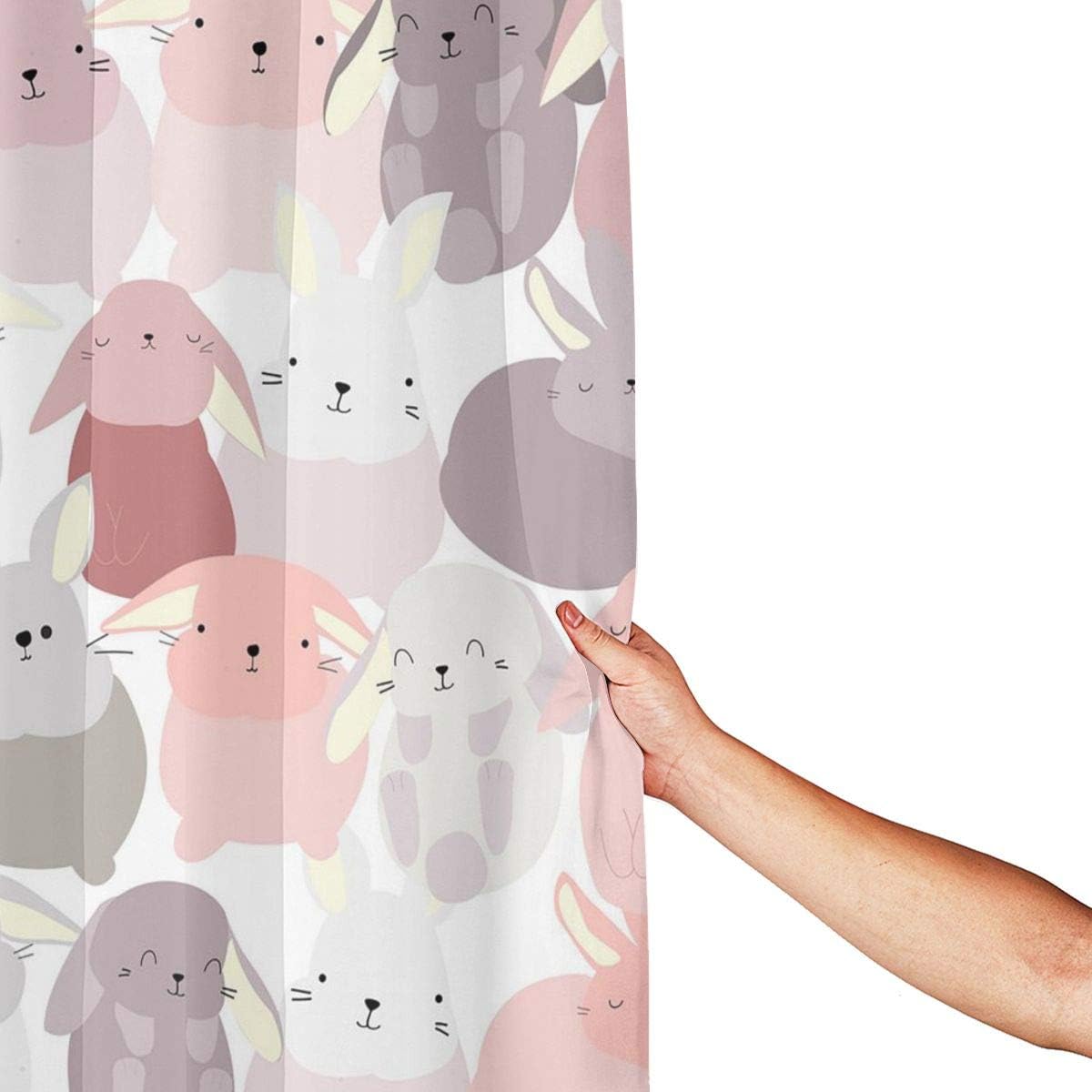 Amazon Co Jp シャワーカーテン かわいいうさぎ バスカーテン 浴室カーテン 目隠しカーテン 間仕切りカーテン リング付け 不透明 取り付け 簡単 防水 防カビ 雑貨 清潔感 速乾 洗面所 おしゃれ 152 1cm ホーム キッチン