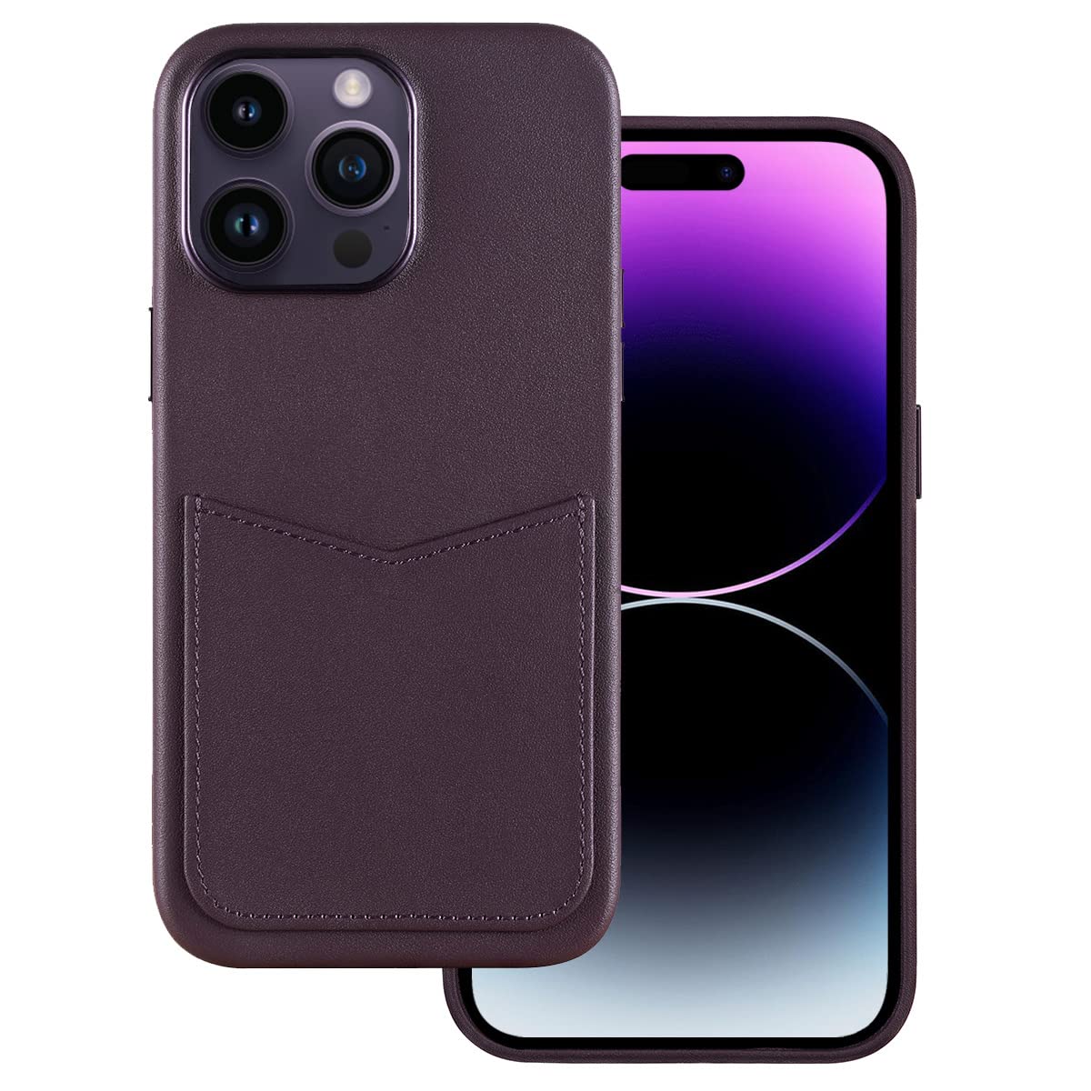 Photo 1 of **FACTORY SEALED** Docco Jette Compatible with iPhone 14 Pro Max Wallet Case, Italian Genuine Leather Case for iPhone 14 Pro Max with Card Holder Built-in Magnets for MagSafe Charging-Deep Purple