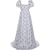 Mikan Tsumiki Regency Dresses for Women Elegant Puff Sleeve Empire Waist Dress