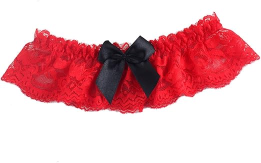 Red Lace Thigh Garter with Bowknot for Wedding