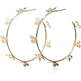Butterfly Big Hoop Earrings Gold Monarch Butterfly Dangle Earrings Party Vacation Jewelry Gift for Women