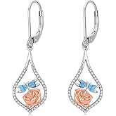 PEIMKO 925 Sterling Silver Turquoise Exquisite Dragonfly Dangle Earrings Boho Style Drop Earrings Jewelry Gifts for Women Mother