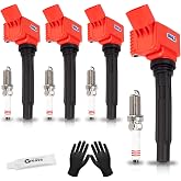 Ignition Coil Pack | Spark Plugs for Volkswagen Passat Jetta 2.0 1.8 13-19 | for VW Passat Jetta | for Tiguan Beetle GTI Golf Audi S3 A3 A4 Q3 2013 2014 2015 2016 2017 2018 2019 2.0L 1.8L,UF765 UF716