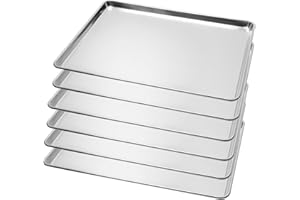 BIEAMA 6 Pack Full Size Baking Sheet Pan Aluminum Commercial Pan for Oven Freezer Bakery Hotel Restaurant 18" × 26"