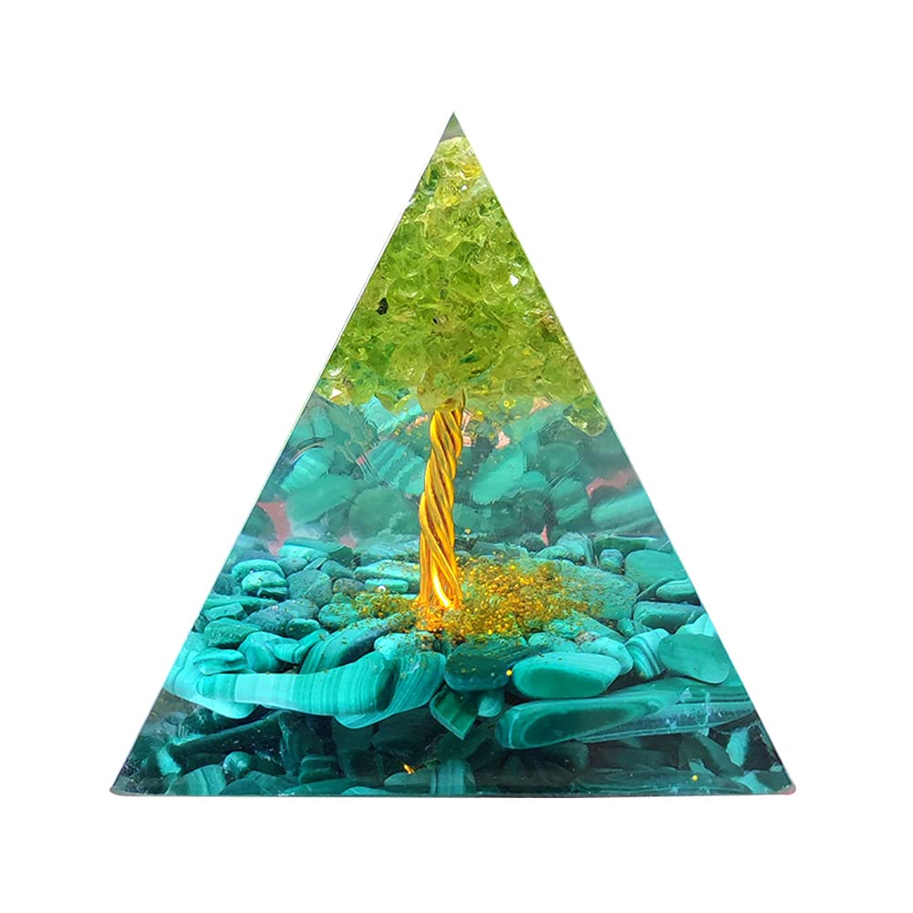 VNSTKWW Orgone Pyramid Crystal, Healing Chakra Pyramid for Protection,Balancing Positive Energy,Turquoise Pyramid,Emotional-Negativity Removal Stone,Clear Quartz Crystal Point for Meditation