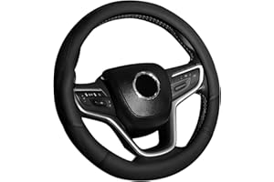 JUSTTOP Car Steering Wheel Cover, Durable Leather Steering Wheel Cover with Anti-Slip Lining, Universal 14.5-15 Inch Soft Bre