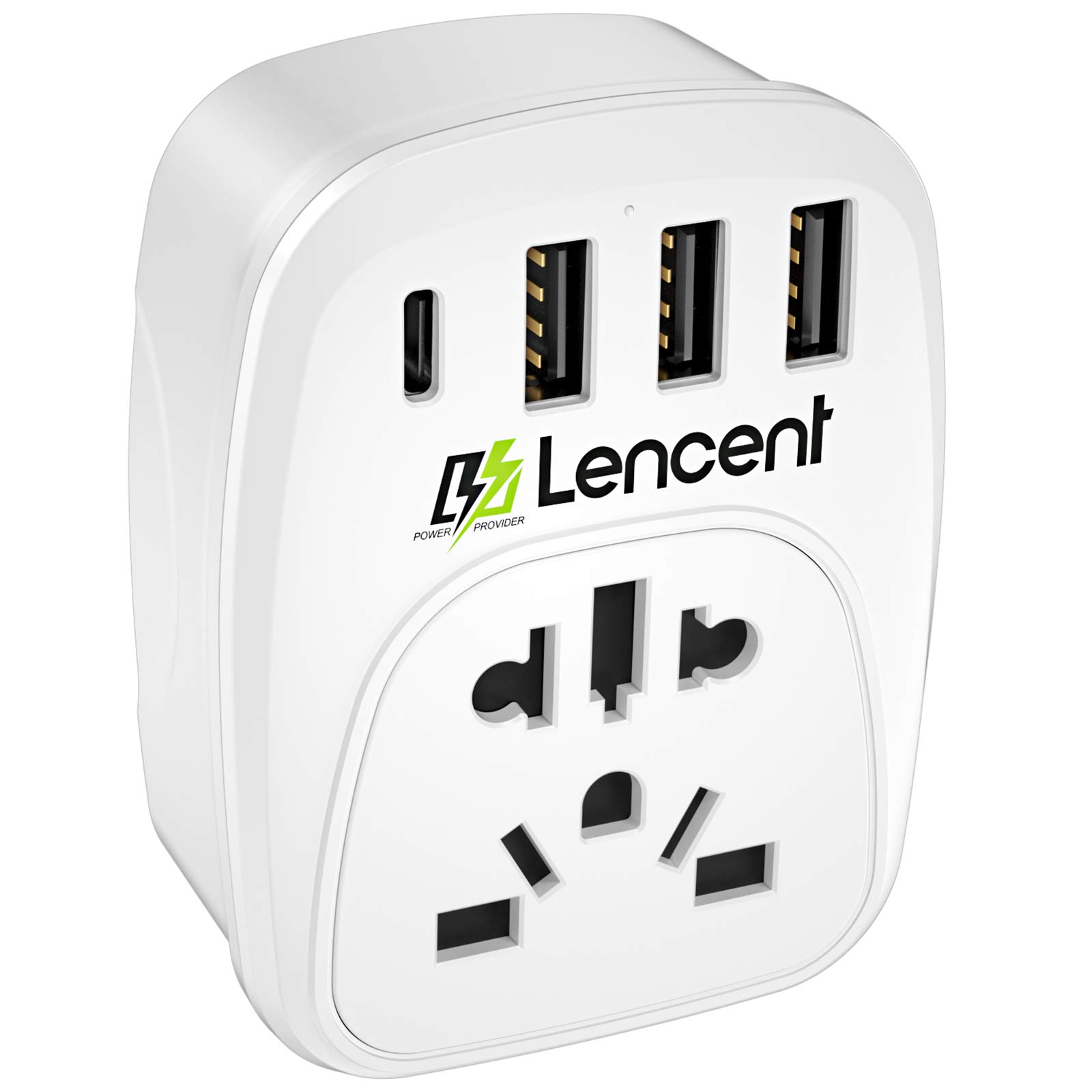 LENCENT EU/USA to UK Plug Adapter with 3 USB and 1 Type C Port, World to UK Universal Travel Adapter, European Euro 2 Pin USA American China Australia 3 Pin to British 3 Pin Socket