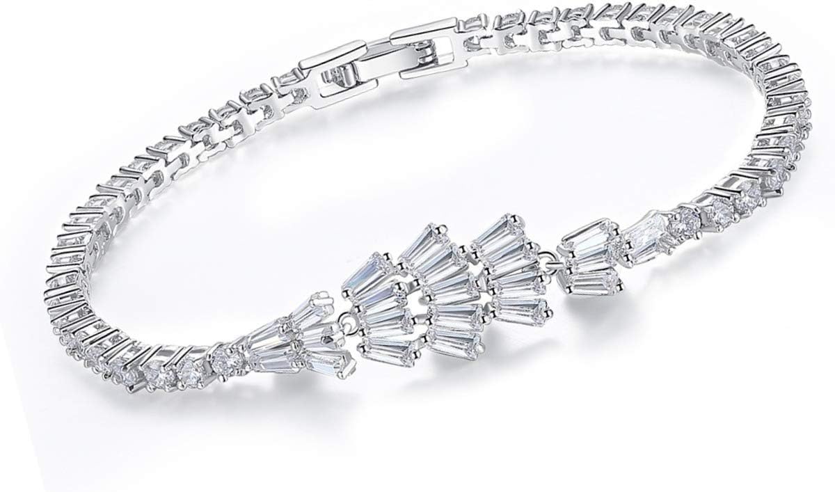 MUUII Silver Bracelet for Women - SWAROVSKY Element Cubic Zirconia (CZ) Crystals โ Real Diamond Sparkle โCrown Princessโ
