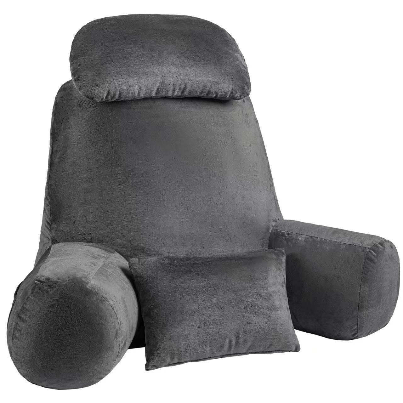 Photo 1 of NOONTIDE Reading Pillow for Sitting up in Bed and Couch,32" X-Large Back Pillow for Adult & Teens with Soft Adjustable Neck Roll Backrest Pillow,Washable Cover,Watching TV/Gaming/Relaxing(Darkgrey)