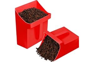 Relaxweex 2 Pcs Large Feed Scoop 128 oz Plastic Utility Grain Scoop Ice Seed Enclosed Bucket Shovel with Side Handle for Horse Bird Chicken Livestock Animal Dry Food Restaurant Kitchen(Red)