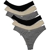 UWOCEKA 6 Pack Women's Breathable Thong Tangas Seamless Panties No Show Underwear For Ladies