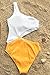 CUPSHE Women's One Piece Swimsuit One Shoulder Color Block Cut Out Swimwear Ribbed Bathing Suits Yellow M