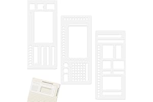3Pcs Journal Stencil Set, Reusable Planner Stencils Templates Create Custom Weekly & Monthly Layouts for Dot Grid Journals, E