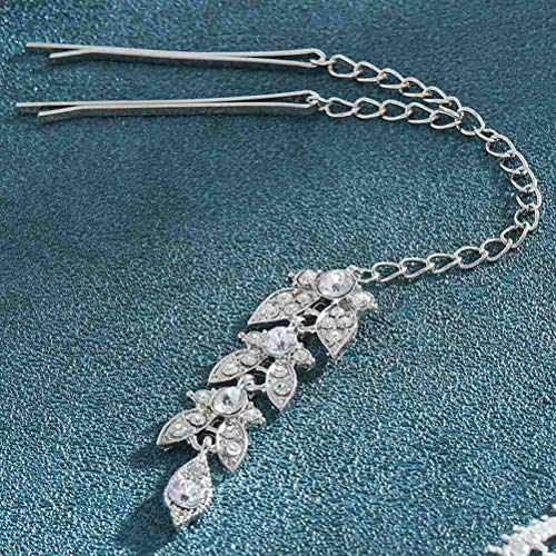 Tgirls Boho Crystal Hair Chain Jewelry Silver Rhinestone Pendant Festival Headband Beads Princess Headdress Hair Accessories for Women