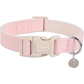 DOGWONG Cotton Hemp Pink Girl Dog Collar for Puppy XS | Heavy-Duty Dog Collar Adjustable Soft Natural Fabric Pet Cute Wedding Puppy Necklace for Small Medium Large Dogs