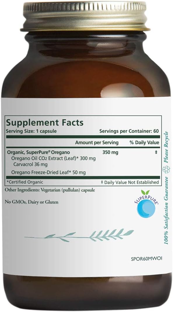 Pure Synergy SuperPure® Oregano Extract (60 Capsules) Made with Organic Oregano for Immune Health Support: Health & Personal Care