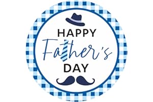 joycraft 60Pcs Father's Day Gift Stickers, 2 Inch Happy Father's Day Stickers, Blue Self-Adhesive Gift Wrapping Labels, Round Present Labels for DIY Card, Craft, Cookie Bags