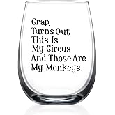 HAYOOU Mom Gifts,Mom Christmas Birthday Presents from Daughter Son,This Is My Circus And These Are My Monkeys Best Mothers Day Gifts Idea for Mama Wine Glass