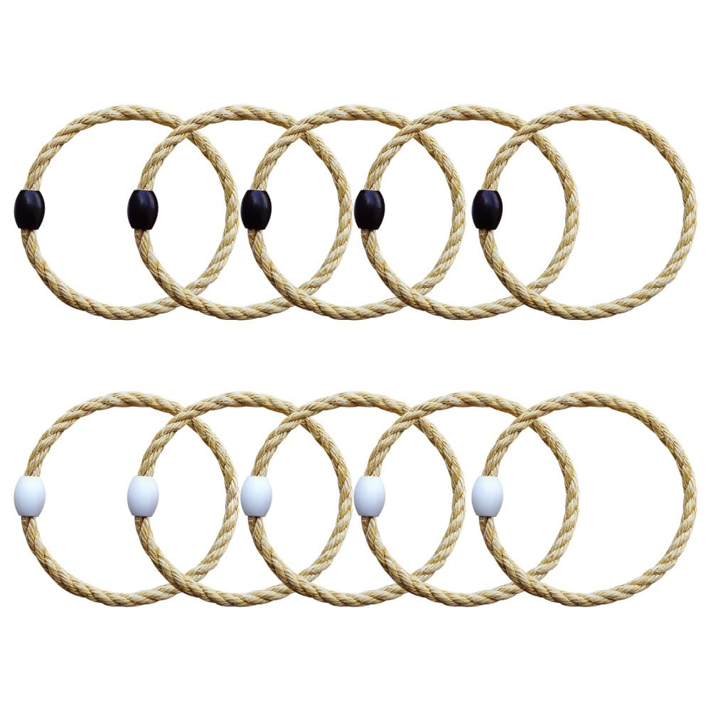 Hoop Toss Game Set, 10PCS Sisal Rope Toss Rings Outdoor Toss Rings for Home Backyard Lawn Games Agility Practice