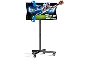 Zontera Mobile TV Stand for 23-60 Inch LCD LED OLED Flat Panel Curved Screen TVs up to 88 lbs, Tilt and Height Adjustable, Locking Rolling Wheels TV Cart, Max VESA 400x400mm, Black