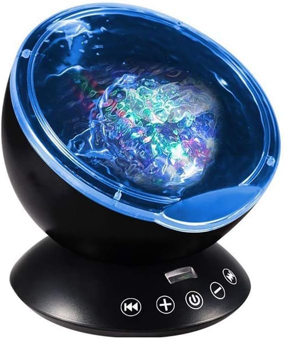 LED Night Light,Ocean Wave Projector Built in Music Player Remote Control 7 Light Cosmos Star Luminaria for Kid Bedroom