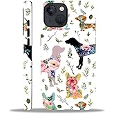 Zeggi Case for iPhone 15(Compatible with MagSafe),Soft TPU+Hard Acrylic 2-in-1 Matte Phone Cover for Women/Men,Shockproof Anti-Scratch Protective Case for iPhone 15-Flower Dog