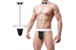 JOCKLAND Men's Sexy Mankini Lingerie Costume G-String Thong Underwear with Bow Tie Suspender Swimwear