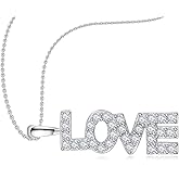 Dreamboat Sterling Silver Love Necklaces for Women Love Pendant Necklaces Word necklace Adjustable Chain Love Jewelry Romantic