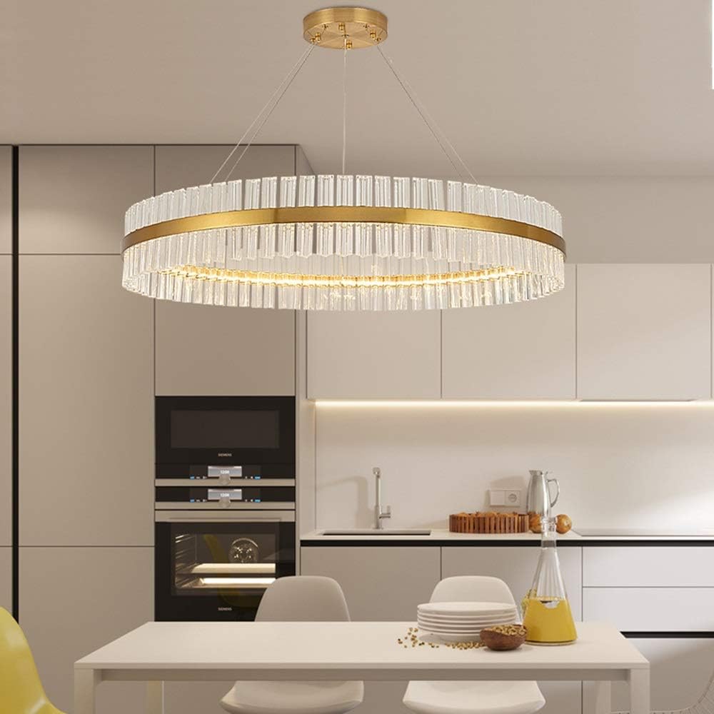 ETH Modern Minimalist Living Room Bedroom Crystal Chandelier Gold Round Restaurant Hotel Ring Crystal Led Ceiling Light 60x60x15cm elegant