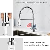 Peppermint Dual Lever Kitchen Tap with Pull Down Spray Chrome Sink Mixer Tap view 4
