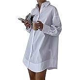 MINTLIMIT Womens Button Down Shirt Dress Spring Summer Loose Casual Long Sleeve Shirt Dresses with Pockets 2025 Trendy
