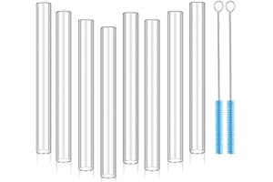 LIFEHIM 10 Pack Borosilicate Glass Tubes Kit - 12mm OD 4 inch Long 2mm Thick Wall Premium Transparent Tubing for Glass blowing, Crafting, Chemistry & Art Projects with 2 Cleaning Brushes