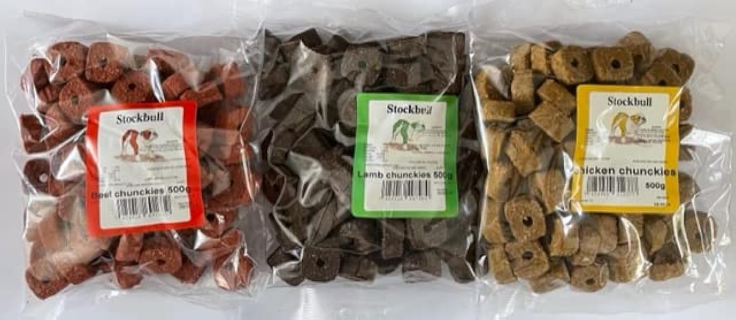 Stockbull Chunkies Variety Pack (Chicken/Beef/Lamb) - Dog Treats/Pill Pockets