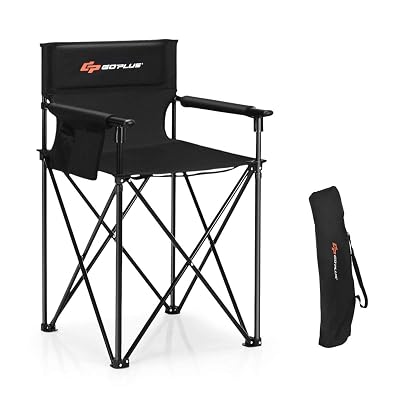Buy Goplus Folding Camping Chair Outdoor Portable Beach Chair Heightened Design W Detachable Armrests Storage Pouches Carrying Bag For Fishing Picnic Lawn Black 250lbs Weight Capacity Online In Indonesia B07mjdpptk