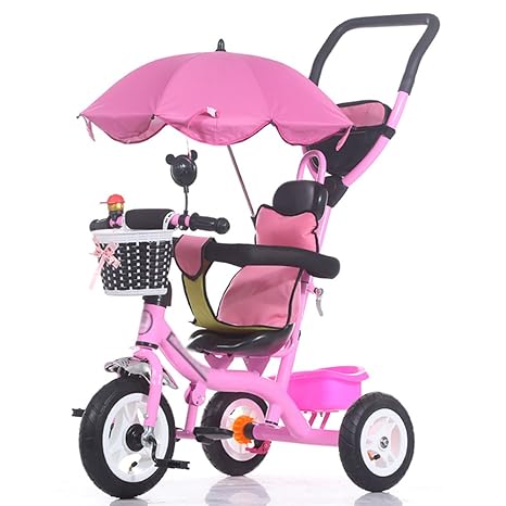 Dreiräder- Kinder Trike Kinderwagen Dreirad Fahrrad 1-6 Jahre alt Große Baby Mädchen Auto 3-Wheeler (Farbe : Pink)