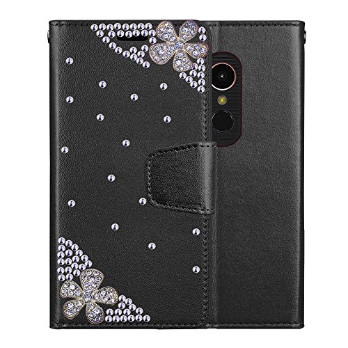 LG Stylus 4, Stylo 4 [El Lumiere Treasure Wallet Case] Multi-Card Slot Wallet Case [Drop Protection] Premium Leather [Kickstand Feature] (T-Flower Black) - Thumbnail 2
