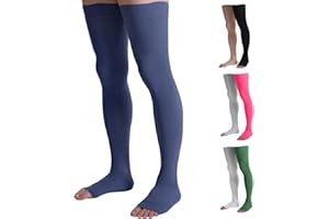 Doc Miller Thigh High Compression Socks - Open Toe, 20-30mmHg for Varicose Veins, Calf, Leg & Ankle Support, Pregnancy & Maternity Stockings, Small to Plus Size