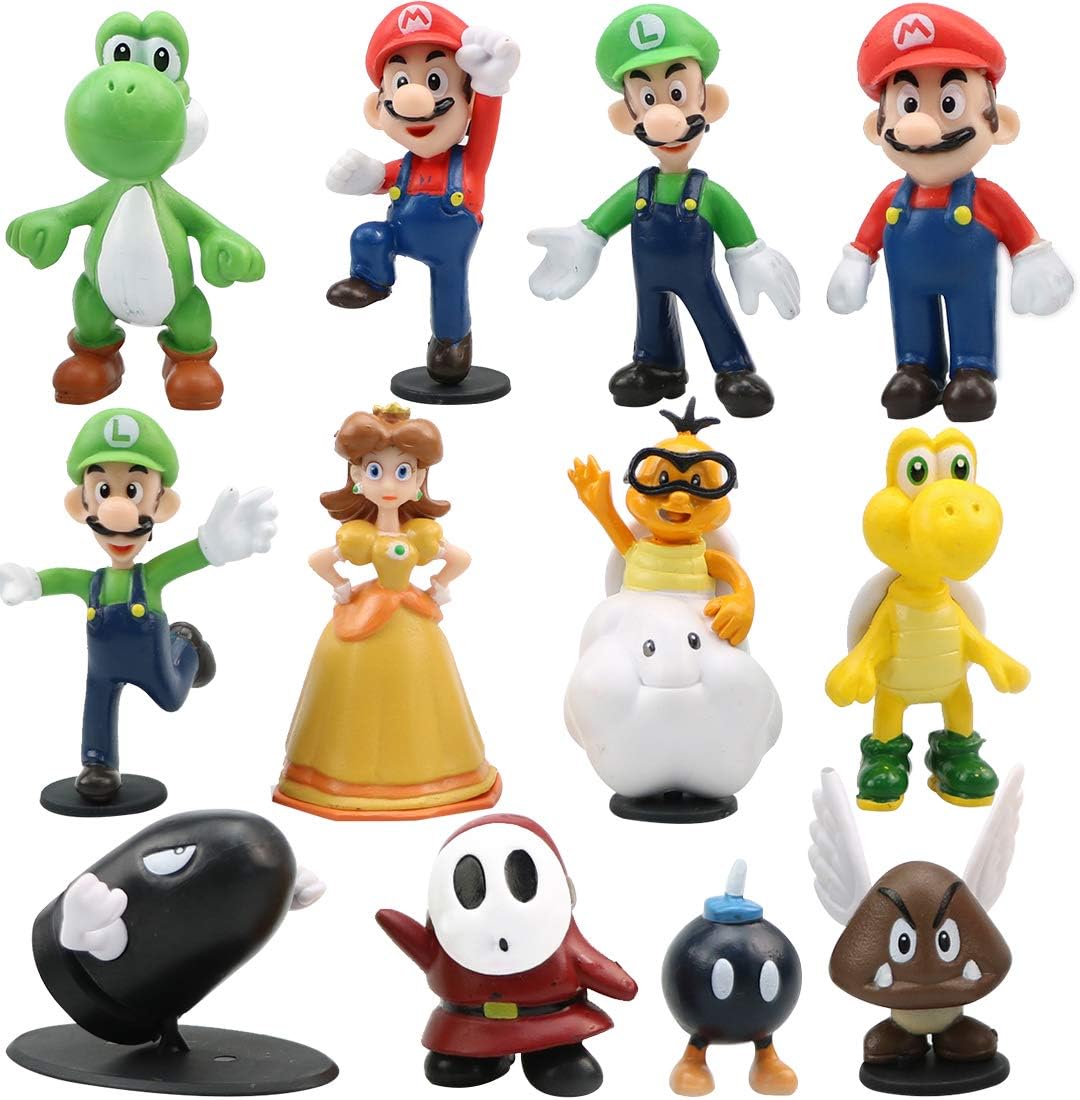 WENTS 12pcs / Set Super Mario Toys Figurines Mario & Luigi Figurines Yoshi & Mario Bros Mario