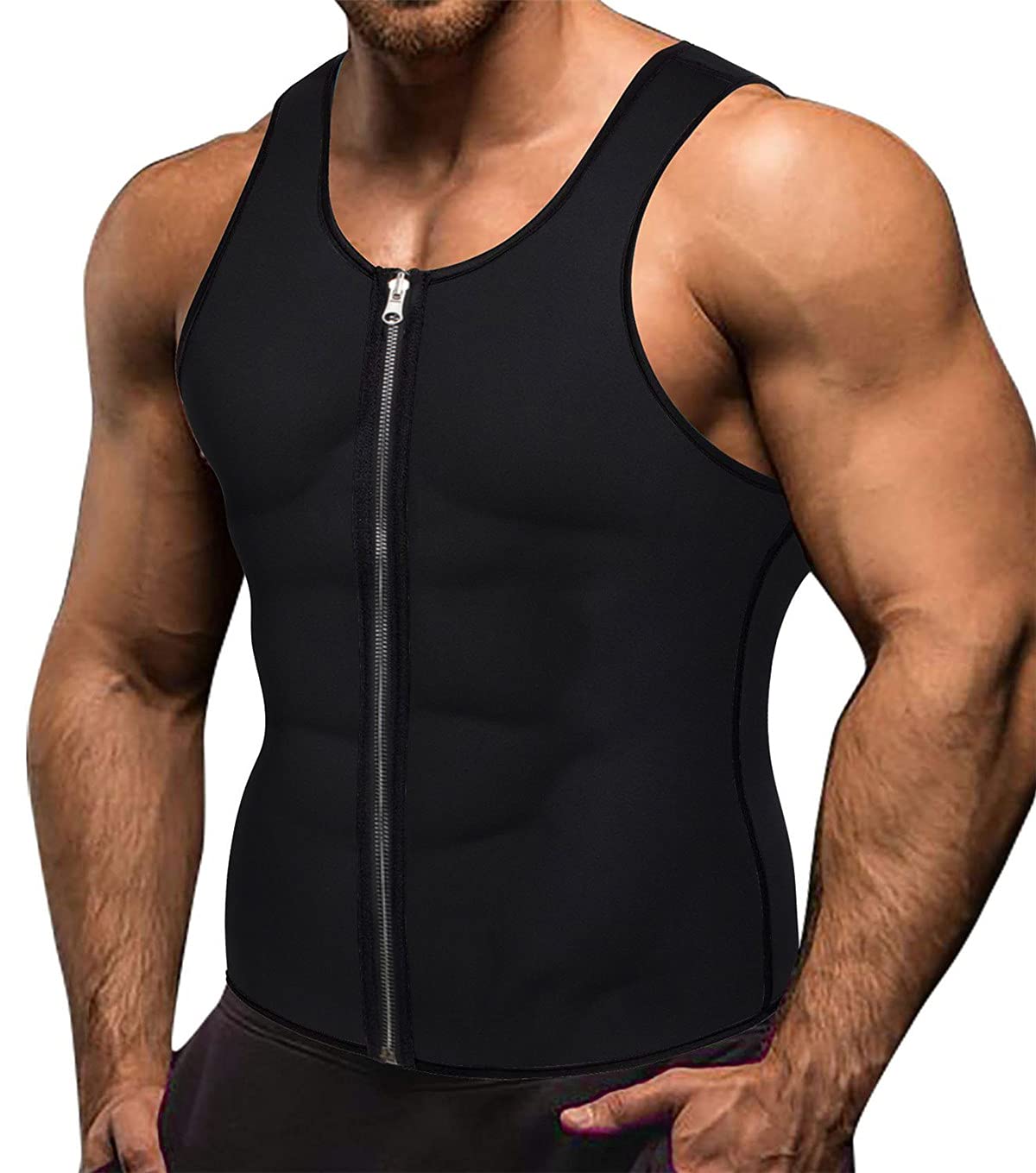 Memoryee Men's Sweat Vest Neoprene Workout Shirt Body Shaper Sauna Suit Waist Trainer Sport Fitness Zipper Tank Top