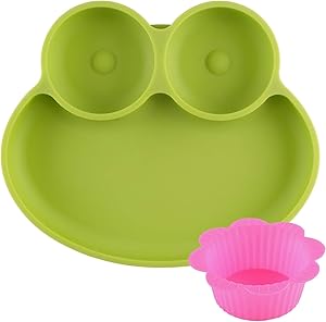 Strong Suction Silicone Plate for Feeding Toddlers and Kids - Non-Slip, Divided and Portable - 100% Food Grade - Fits Baby Highchair Trays - Dishwasher and Microwave Safe - Flexible and Resistant