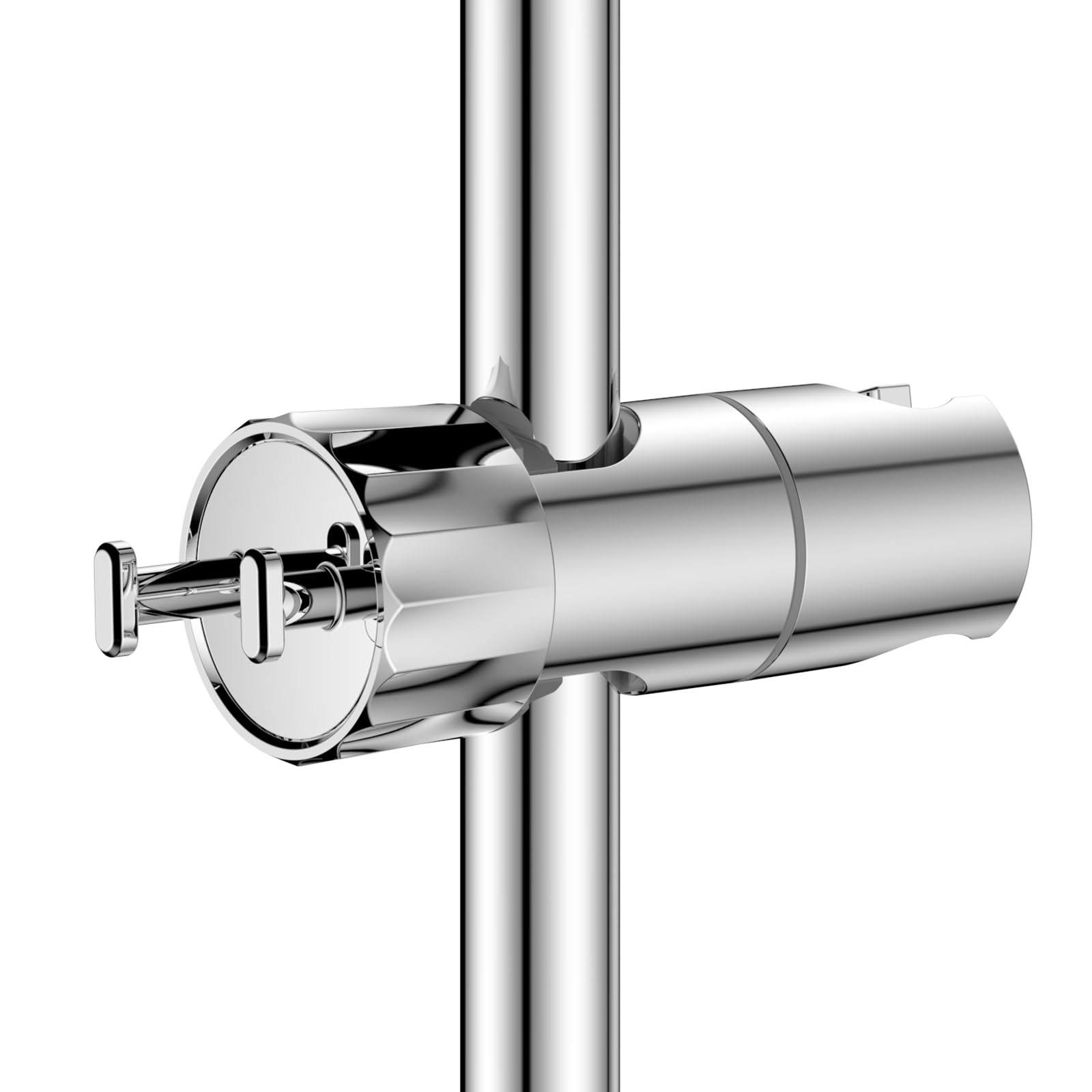 YEAUPE Shower Head Holder with 2 Hooks for 19-23mm Shower Hose and 16-28mm Slide Rod,No Drilling,Angle and Height Adjustable,360°Rotation,Universal Shower Riser Rail Replacement Bracket,Chrome Plated